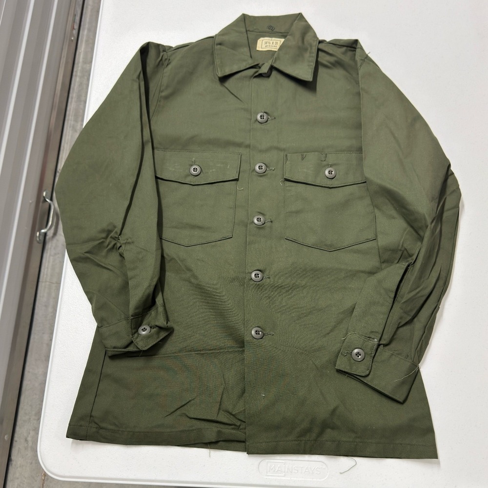 Military Utility Shirt Mens  Green Excellent OG-507 Selma Apparel Corp
